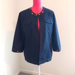 Plus Size Alfred Dunner Denim No Closure 3/4 Sleeve Jacket